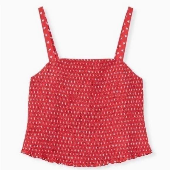 Torrid Challis Smoked crop cami in red star print size 4X - Picture 1 of 7